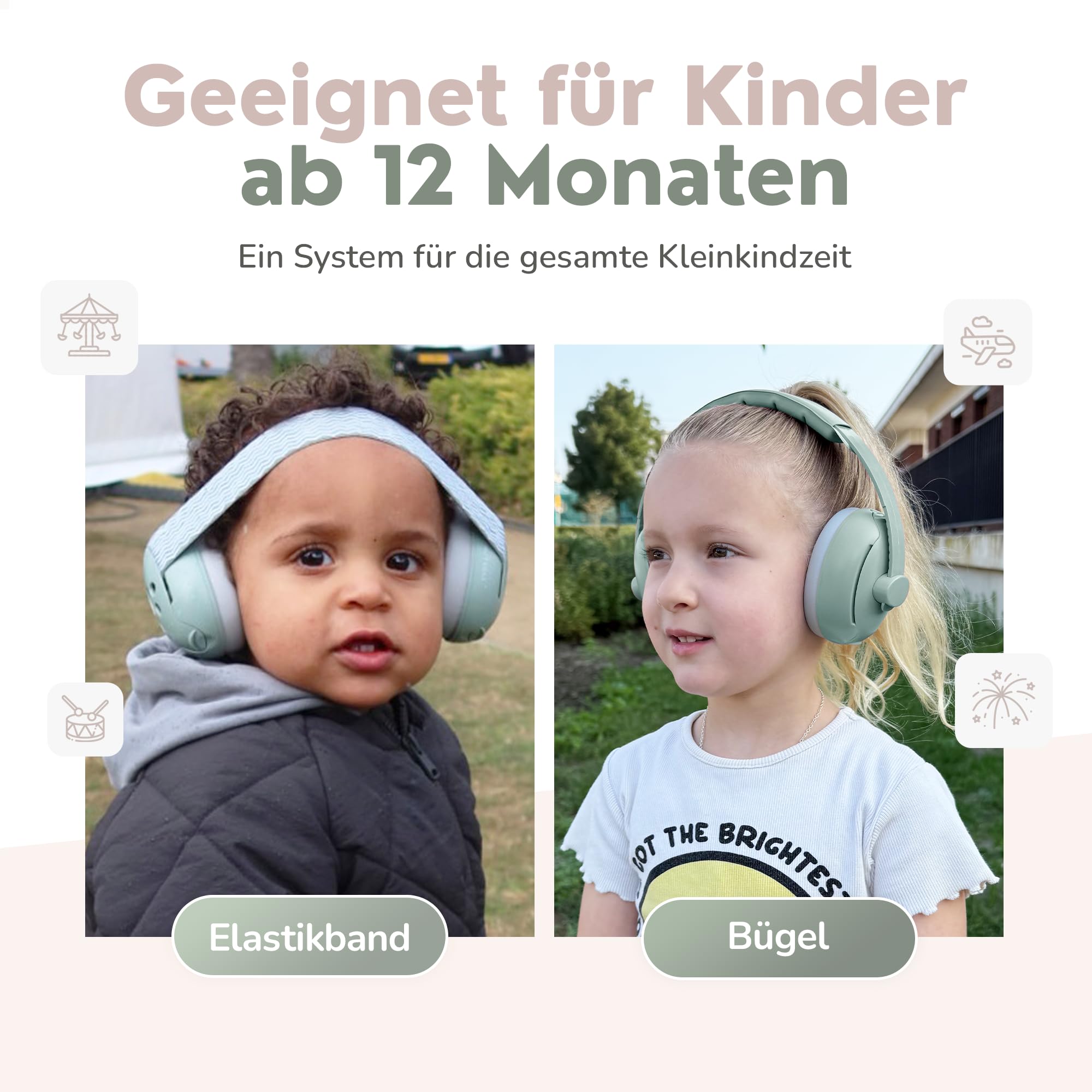ZAZU Kinder Gehörschutz-Kopfbügel & Kopfband Set – Lärmschutz für Babys und Kleinkinder 0–48 Monate – sanft, verstellbar & anpassbar in verschiedenen Farben