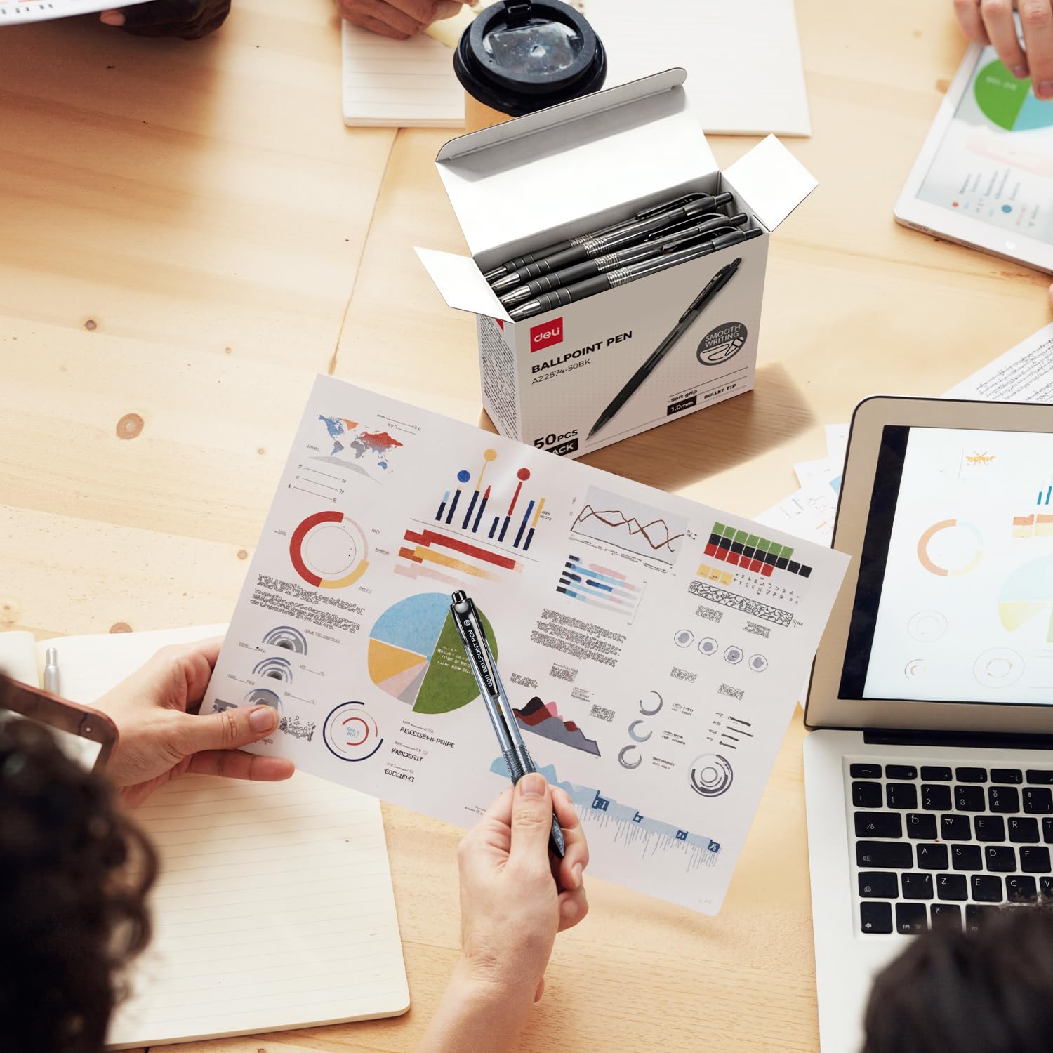 deli Pens Bulk 50 Pack Ballpoint Pens Black Ink 1 0MM Medium Point Smooth Writing Retractable Pen with — view 9