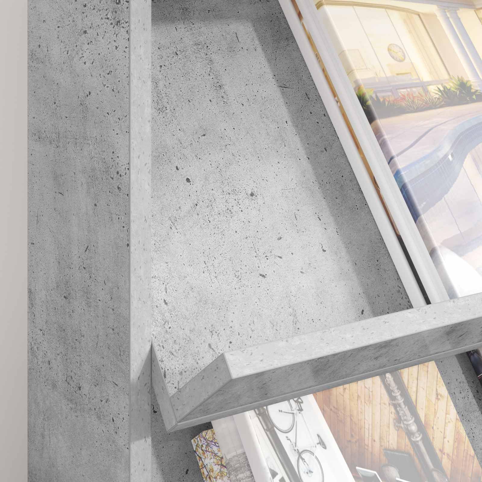 Scaffale portariviste in legno grigio cemento, 70 x 41 x 156 cm, con 4 ripiani autoportanti, per soggiorno, ufficio, camera da letto, spazio per gestione dei cavi