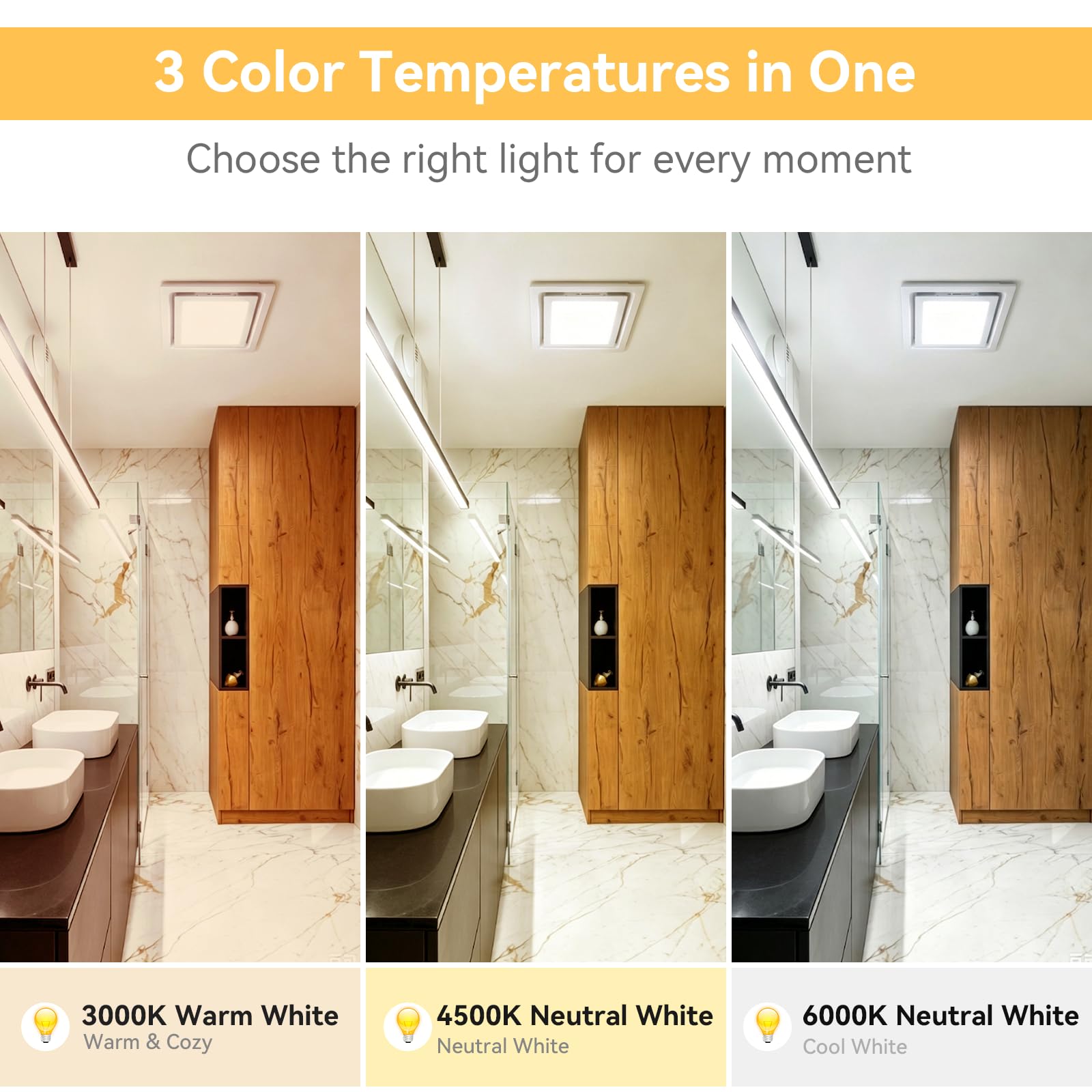 Extractor de baño con luz LED de 145 CFM