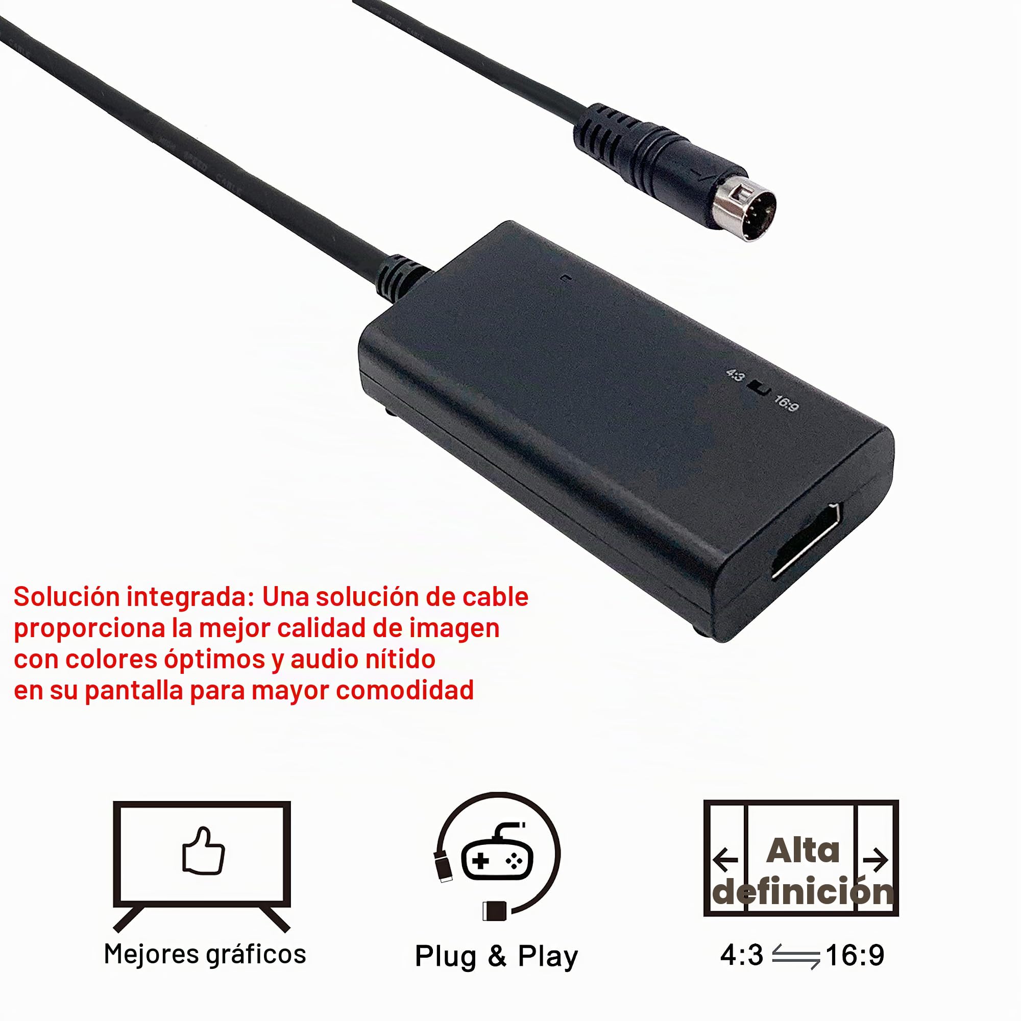 LevelHike Cable HDMI para Sega Genesis Modelo 1/2/3, Sega CD, Sega CDX, Sega 32X, Sega Nomad, consola original del sistema Sega Master