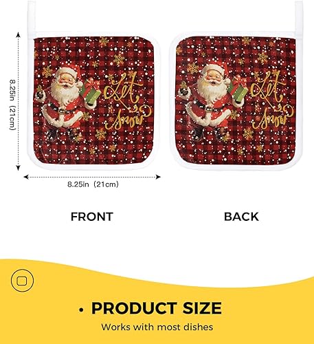 Miniatura 3 de Soportes para ollas de Navidad de Papá Noel para cocina, resistentes al calor, paquete de 2 almohadillas rojas de Navidad, almohadillas multiusos