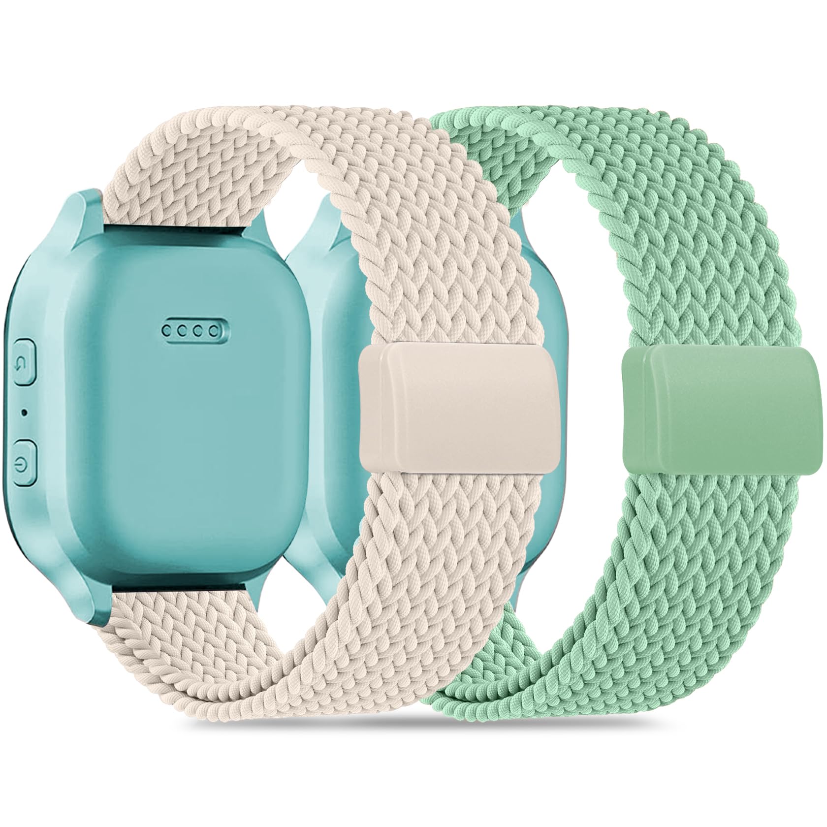 Magnetic Braided Band Compatible with Cosmo JrTrack 5/4/3/2 SE/2/JrTrack &amp; Gizmo Adventrue 3 3 2 1/Gabb 3e 3 2 1/SyncUP Watch 2 1, 2 Pack Soft Breathable Strap Easy Buckle for Small Wrist
