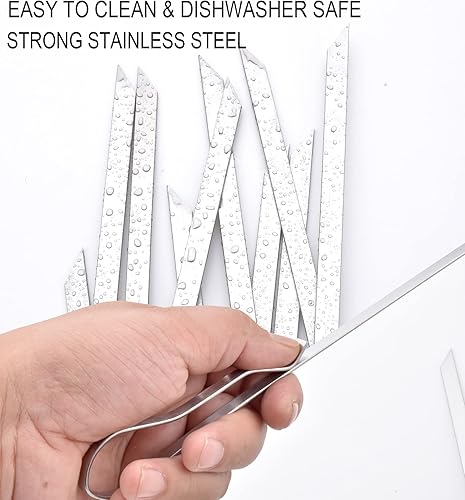 Miniatura 3 de Brochetas de acero inoxidable de 17 pulgadas de largo para brochetas, pinchos planos para barbacoa con bolsa de almacenamiento, brochetas de metal