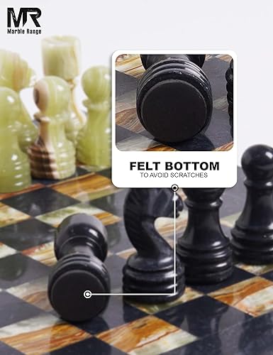 Miniatura 5 de Juego de ajedrez de mármol para adultos de 12 pulgadas, hecho a mano, juego de mesa de ónix negro y verde con 32 piezas de ajedrez, 2 reinas