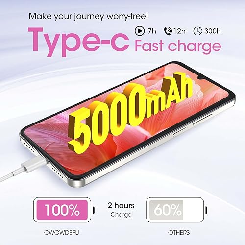 Miniatura 7 de CWOWDEFU Teléfono Android 14 desbloqueado, teléfono inteligente Android de 6.8 pulgadas, 12 GB de RAM con 128 GB de ROM, Dual SIM 4G, Octa-Core,