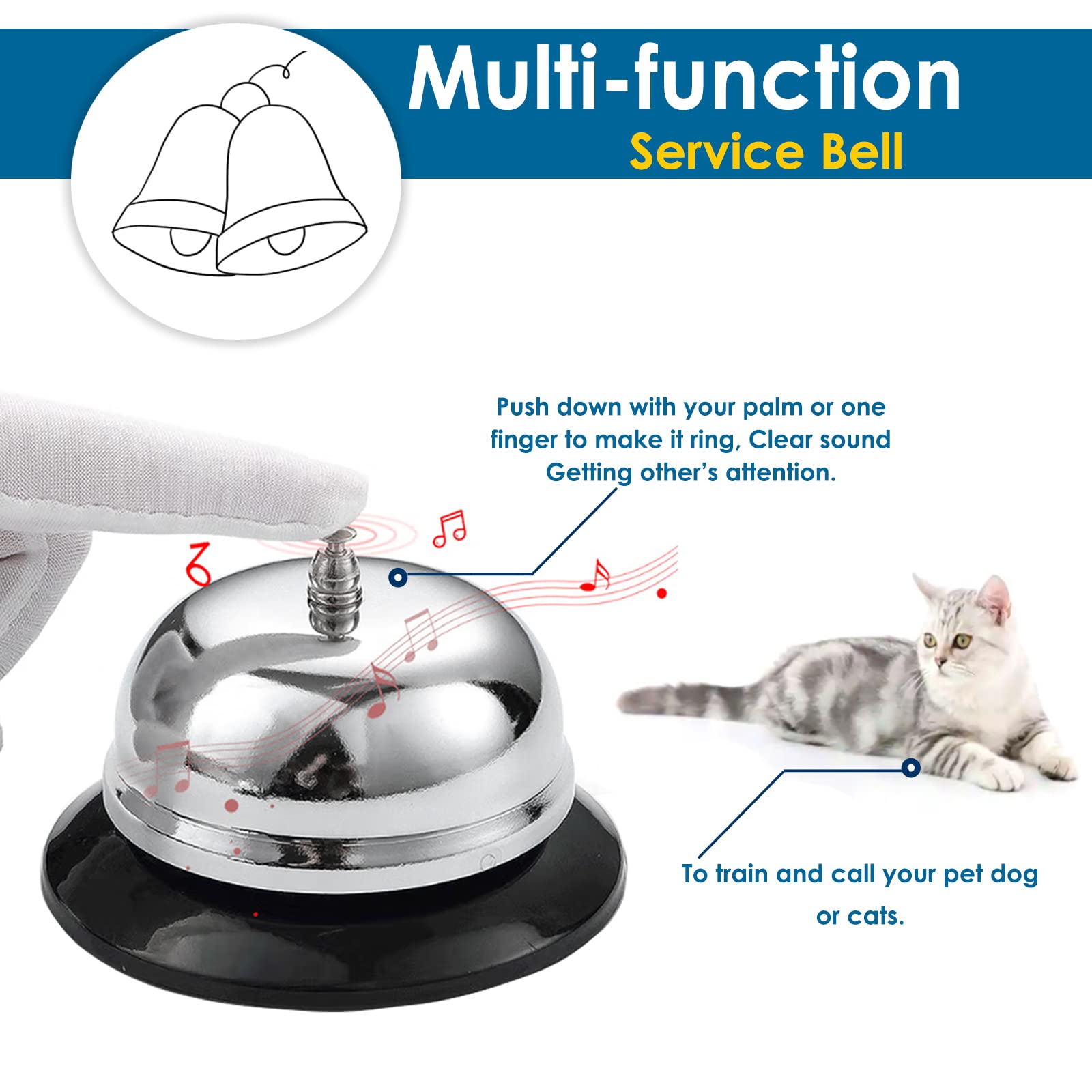 1pcs Call Bell, Service Bell, Loud And Clear Ring Stainless Steel Metal Counter Bell For Hotels Schools Restaurants Reception Areas Small Size - View #6