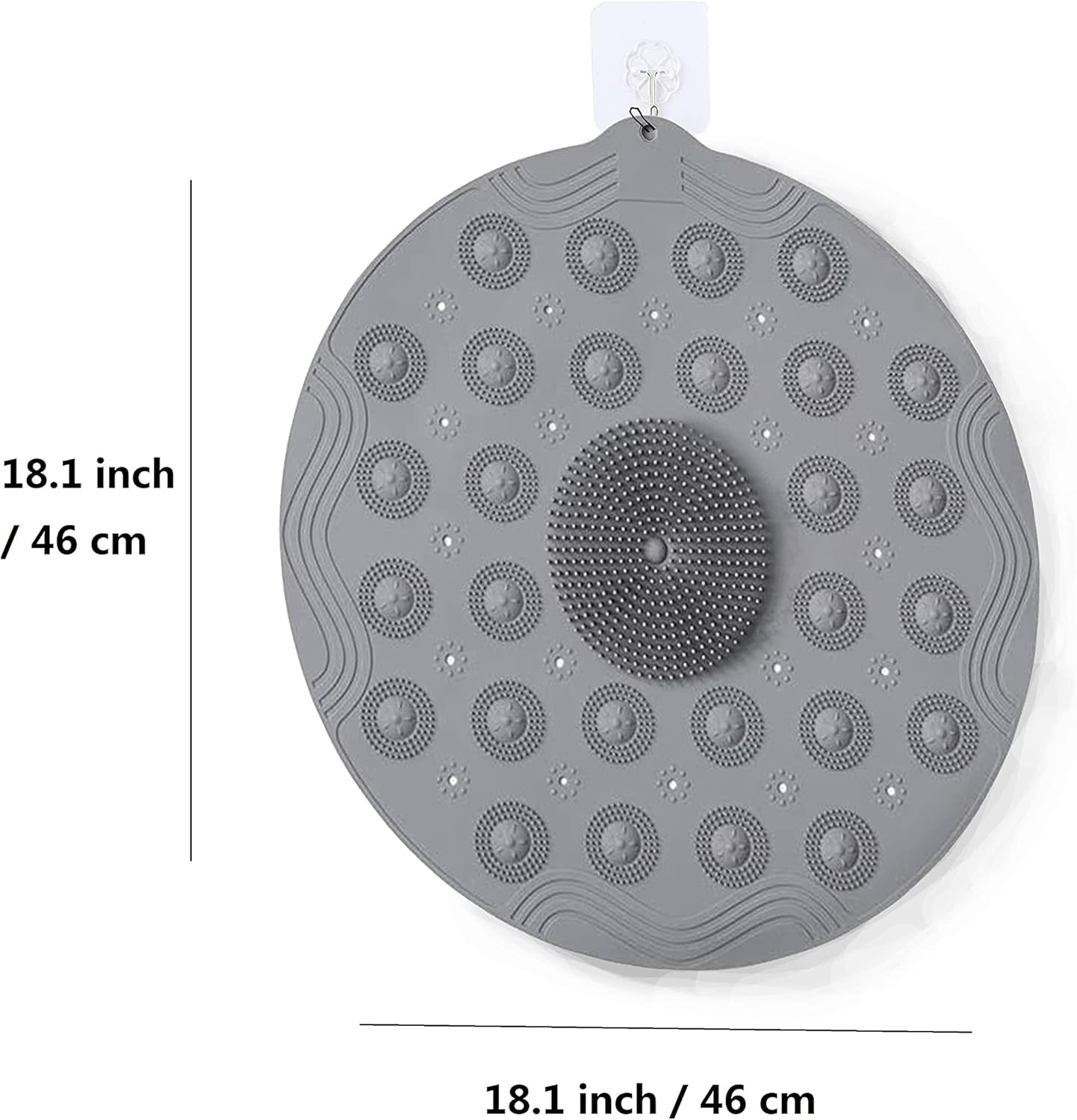 Shower Stall Mats Round Silicone Material Non-Slip Shower Bath Mat with Drain, Size 18.1x 18.1 Inch, Machine Washable, Great for Shower Stall,Tub, Bathroom - Grey : Home & Kitchen