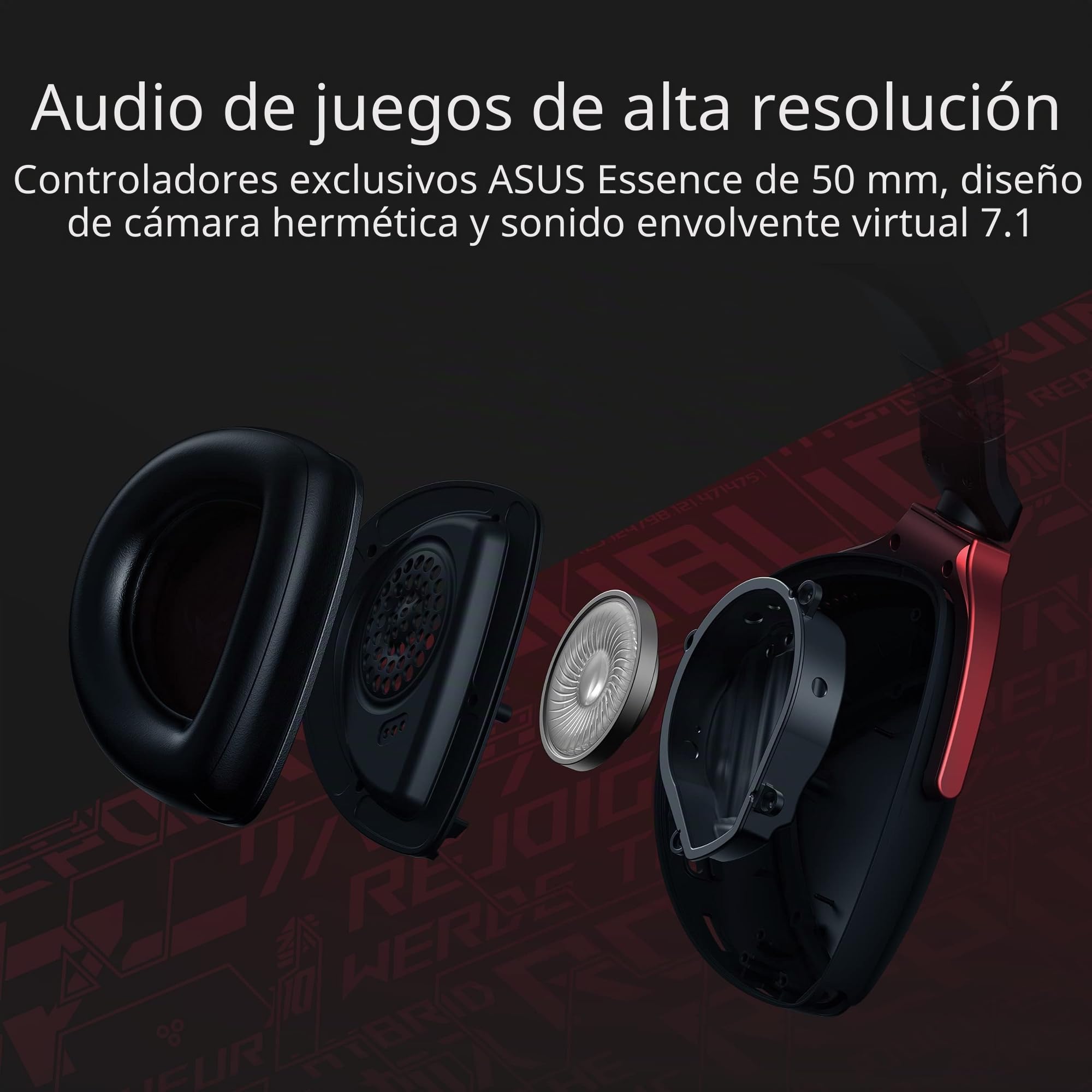 ASUS ROG Delta S Core - Auriculares Gaming Ligeros de 3.5 mm con transductores Essence de 50 mm, Sonido Envolvente 7.1 Virtual, compatibles con PC, PlayStation 5, Nintendo Switch y Xbox