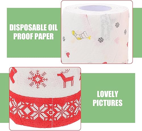 Miniatura 5 de BESTonZON Papel de cocina de Navidad Papel de Navidad Toallas de mano Rollos de papel de cocina Toallas de papel de limpieza de aceite 2 rollos