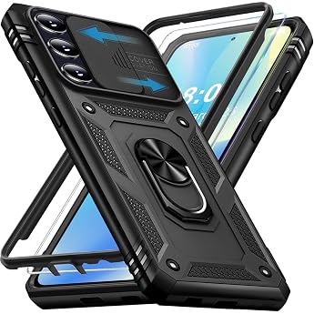 Giyer Case for Samsung Galaxy A55 5G with Screen Protector, Mobile Phone Case A55 5G Case with Camera Protection 360&deg; Metal R