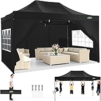 Vista 35 de COBIZI toldo emergente de 10x20 pies, resistente, con 6 paredes laterales, fácil de montar, para eventos comerciales al aire libre, 100%