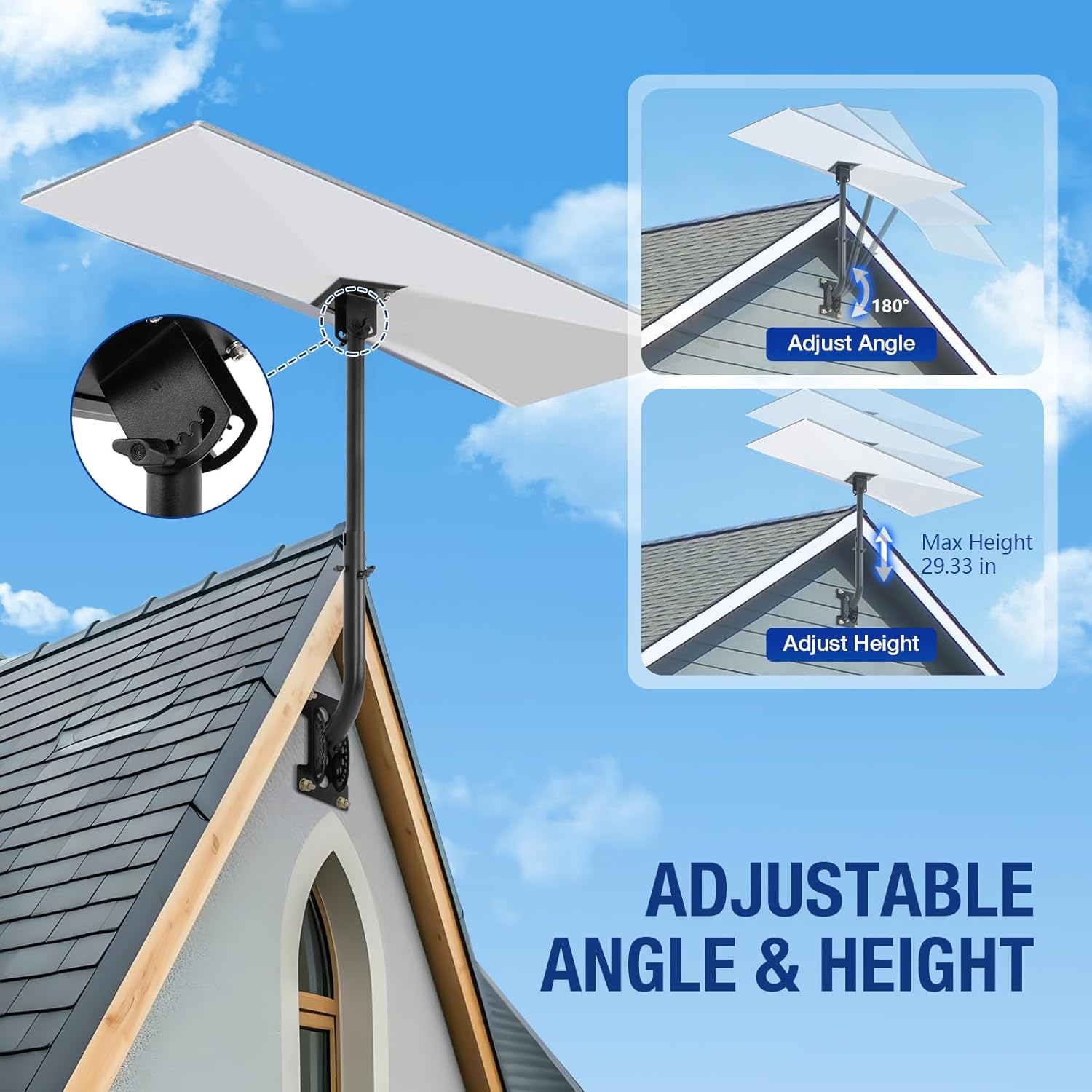FAHKNS Starlink Gen 3 Mount, Adjustable Wall & Roof Mounting Kit, with Gen 3 Pipe Adapter, Heavy Duty Starlink Pole Mount Include Pipe Adapter, Compatible with V3 Star Link Standard Dish