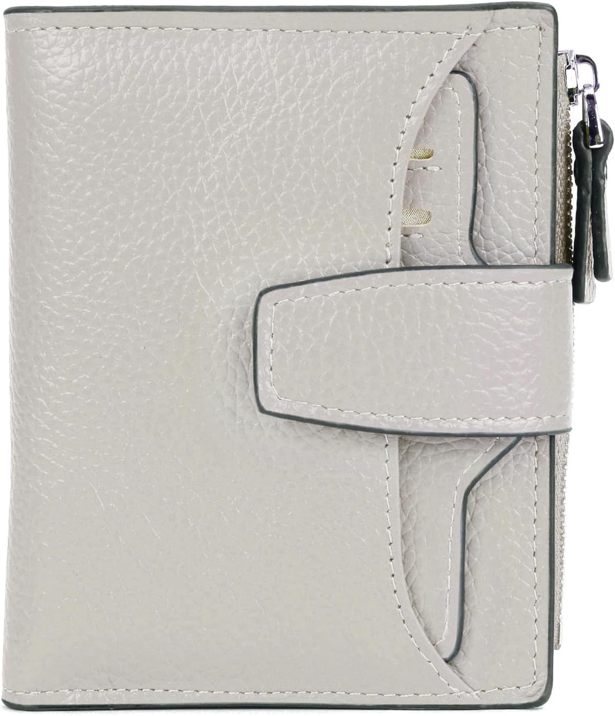 Women's RFID Blocking Leather Small Compact Bi-fold Zipper Pocket Wallet Card Case Purse with id Window