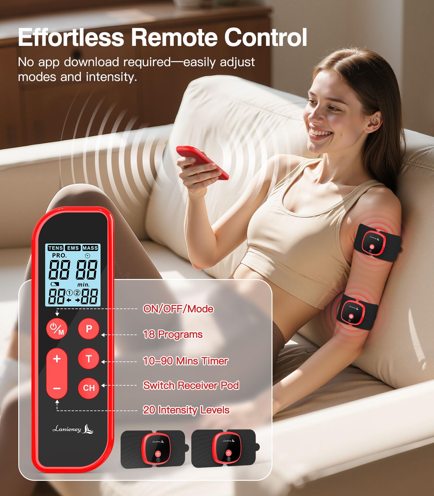 Portable Wireless EMS & Tens Unit Muscle Stimulator for Pain Relief — Amazon image 8