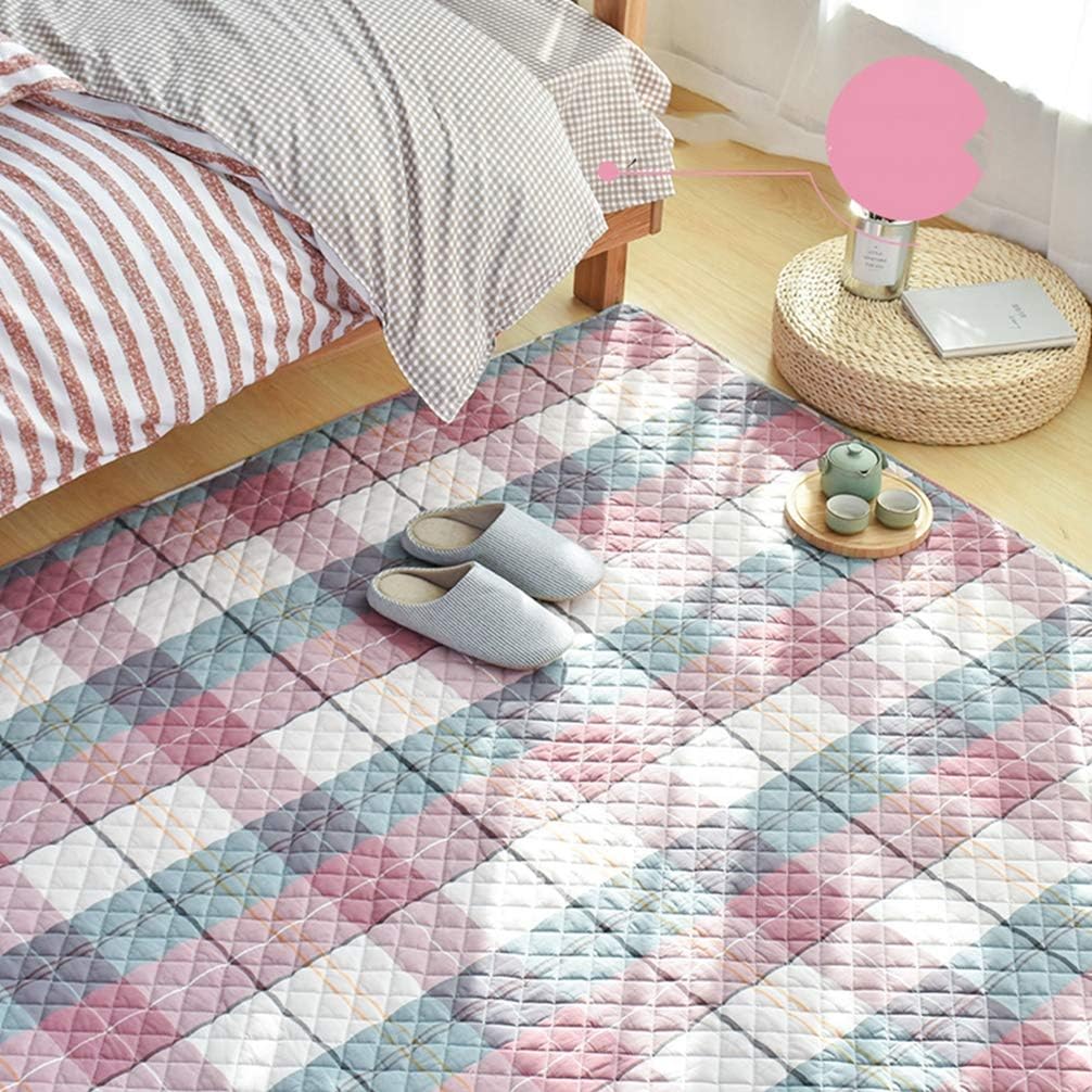 Amazon 夏用 ラグ コットンキルト 綿100 赤ちゃんに優しい 綿 100 グレー ライトグリーン ベージュ 生成り 洗える キルティング イブル カーペット キルトラグ 190 190cm 洗える 床暖房対応 ピンク ラグマット 夏用 滑り止め付 長方形 シャギーマット