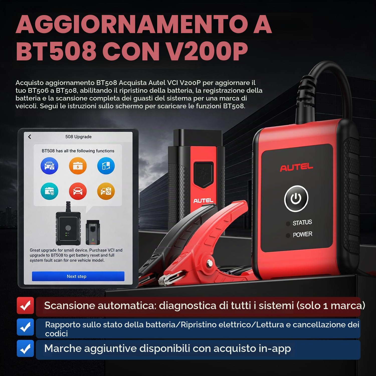 Autel MaxiBAS BT506 Tester Batteria, Analizzatore Batteria 6V 12V 100-2000 CCA, Test Avviamento e Ricarica, Strumento Test Carico Batteria Digitale, Test Cellulare Interno e Esterno Veicolo