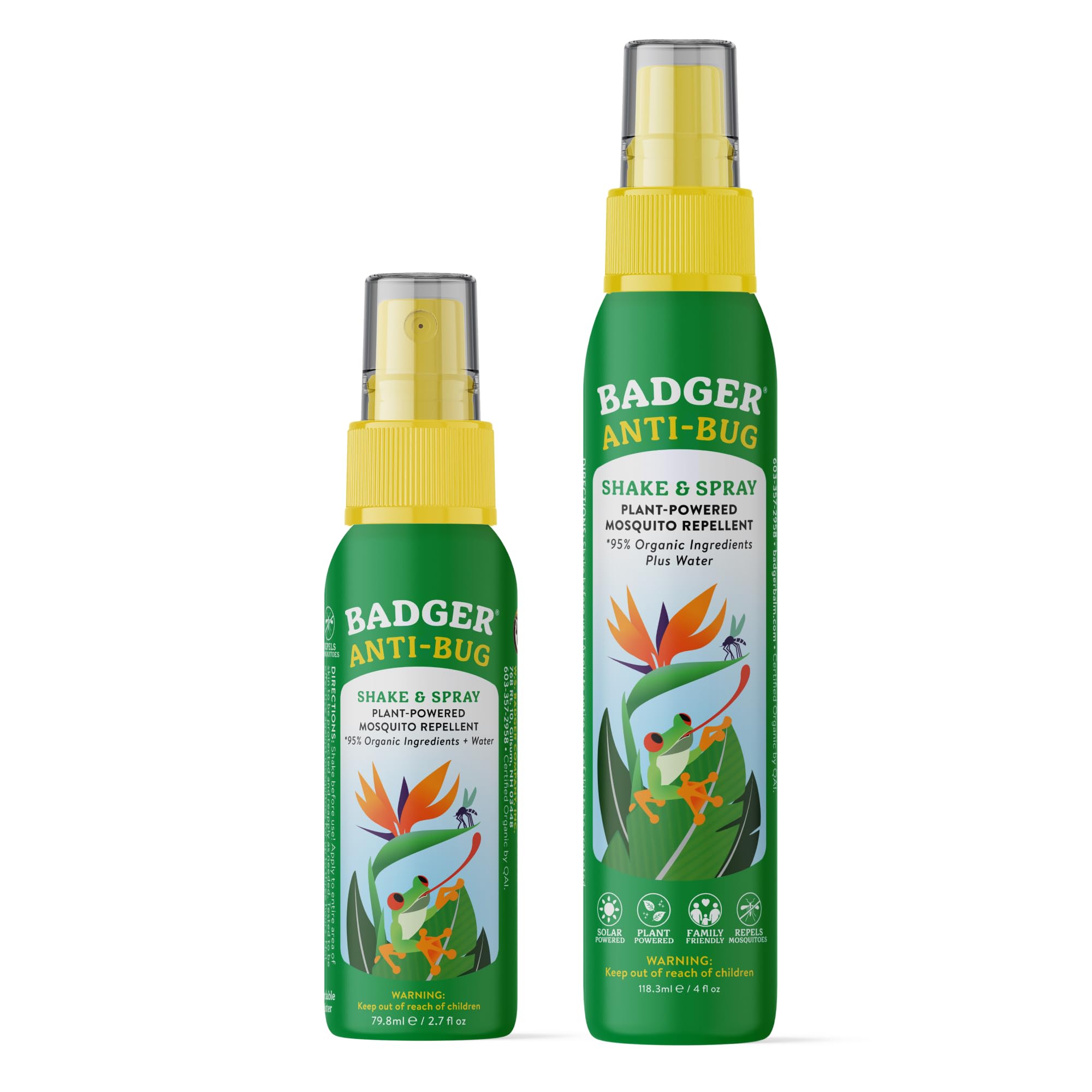 Badger Bug Spray Combo Pack, DEET-Free Citronella, Non-Toxic, 4oz + 2.7oz