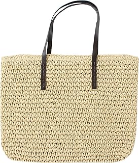 Vgift Beach Bags for Women, Large Straw Tote Handbags Shoulder Bag, Beige