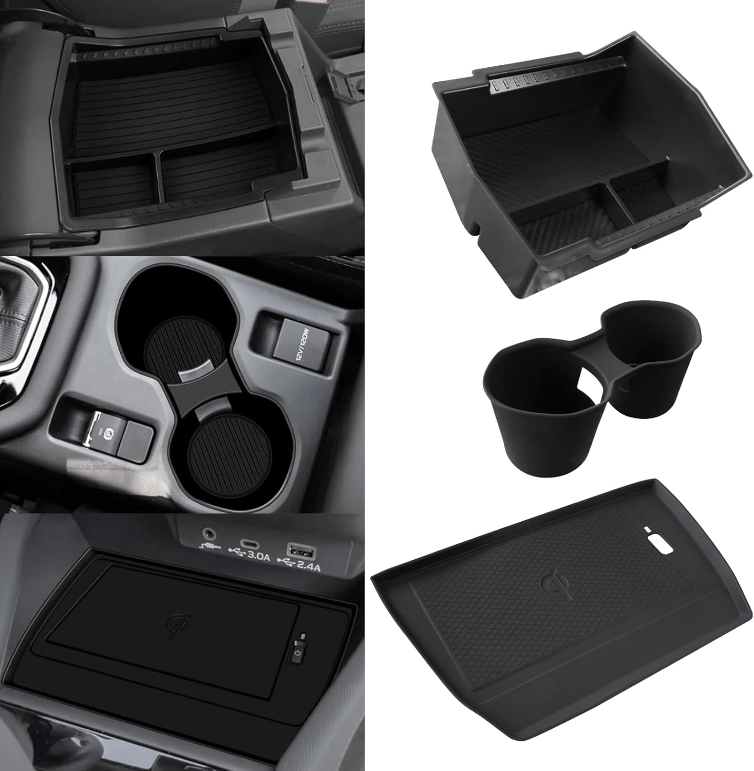 3PCS Center Console Organizer for 2025 Forester Accessrioes Middle Console Cup Holder 2025 Forester Storage Box Wireless Charging Protective Mat