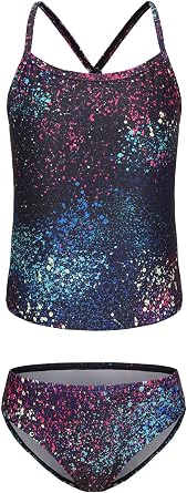 Girls Two Piece Tankini Swimsuits Tie Dye Bathing Suit Kids Hawaiian Swimwear Set 3-16 Years