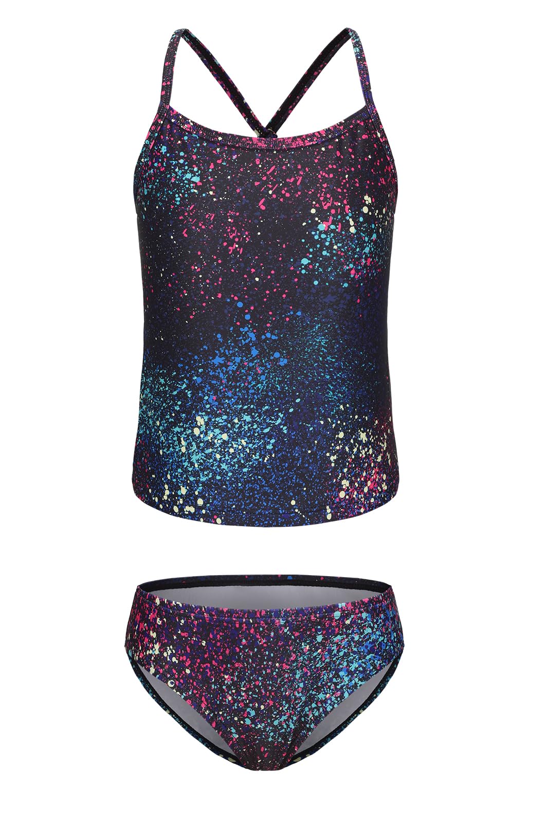 Girls Two Piece Tankini Swimsuits Hawaiian Ruffle Bathing Suit Summer Beach Swimwear Set