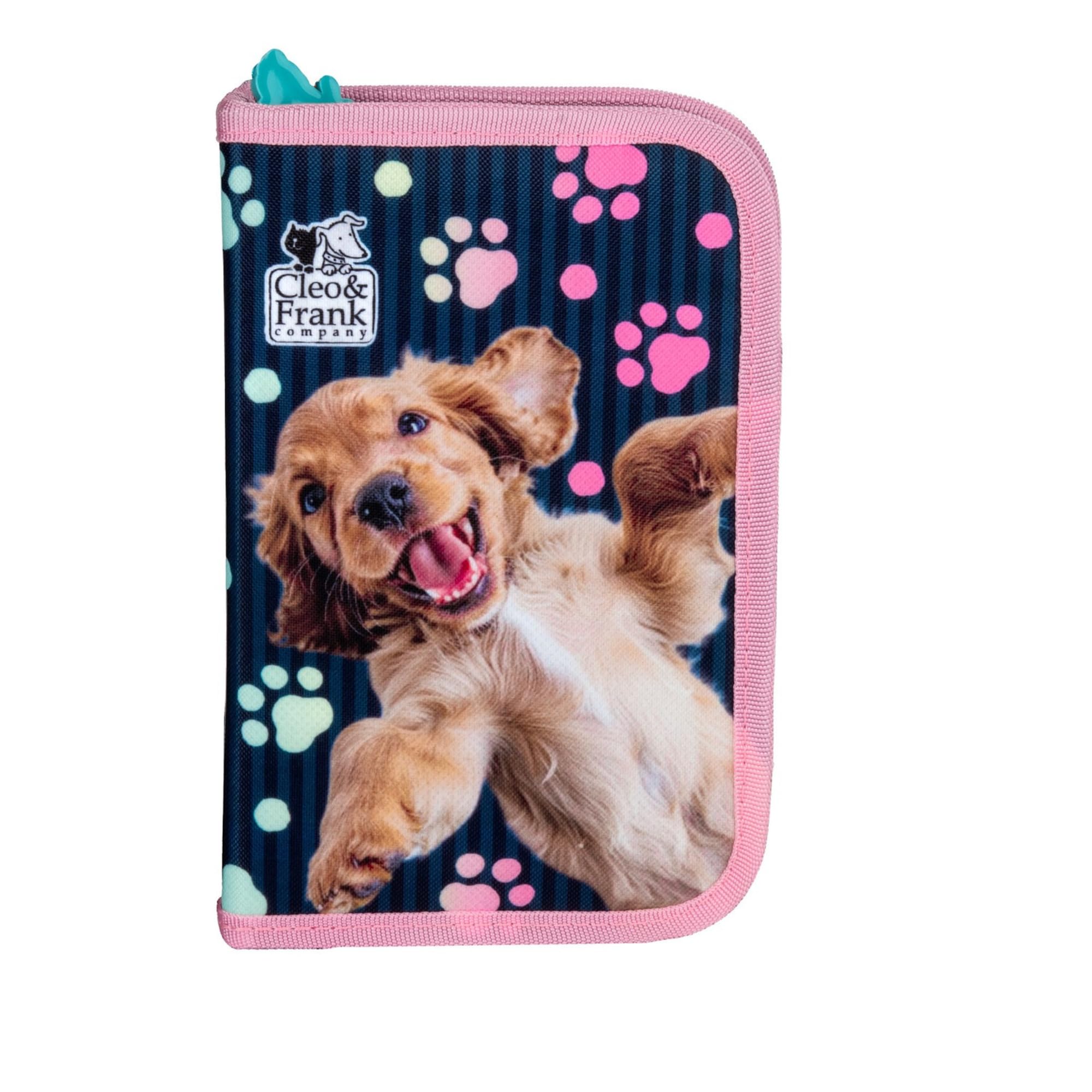 Goldkids - Schulranzen für Jungen und Mädchen, 4er-Set - Schul-Rucksack für Kinder mit Federmäppchen - Schuhbeutel und Hausaufgabenheft - Hund Motiv - 1-3 Klasse