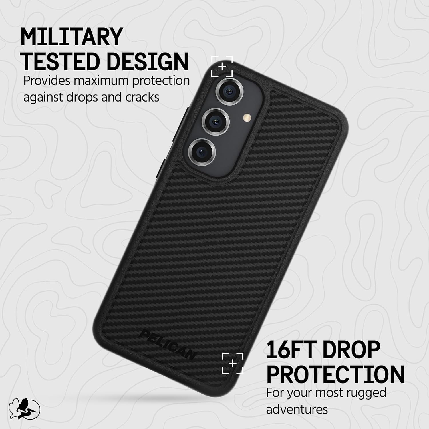 Pelican Protector - Samsung Galaxy S24 Plus Case [6.7"] [16ft MIL-STD Drop Protection] [Wireless Charging] Phone Case for Samsung Galaxy S24 Plus - Slim, Rugged Cover w/Anti Scratch Tech - Carbon
