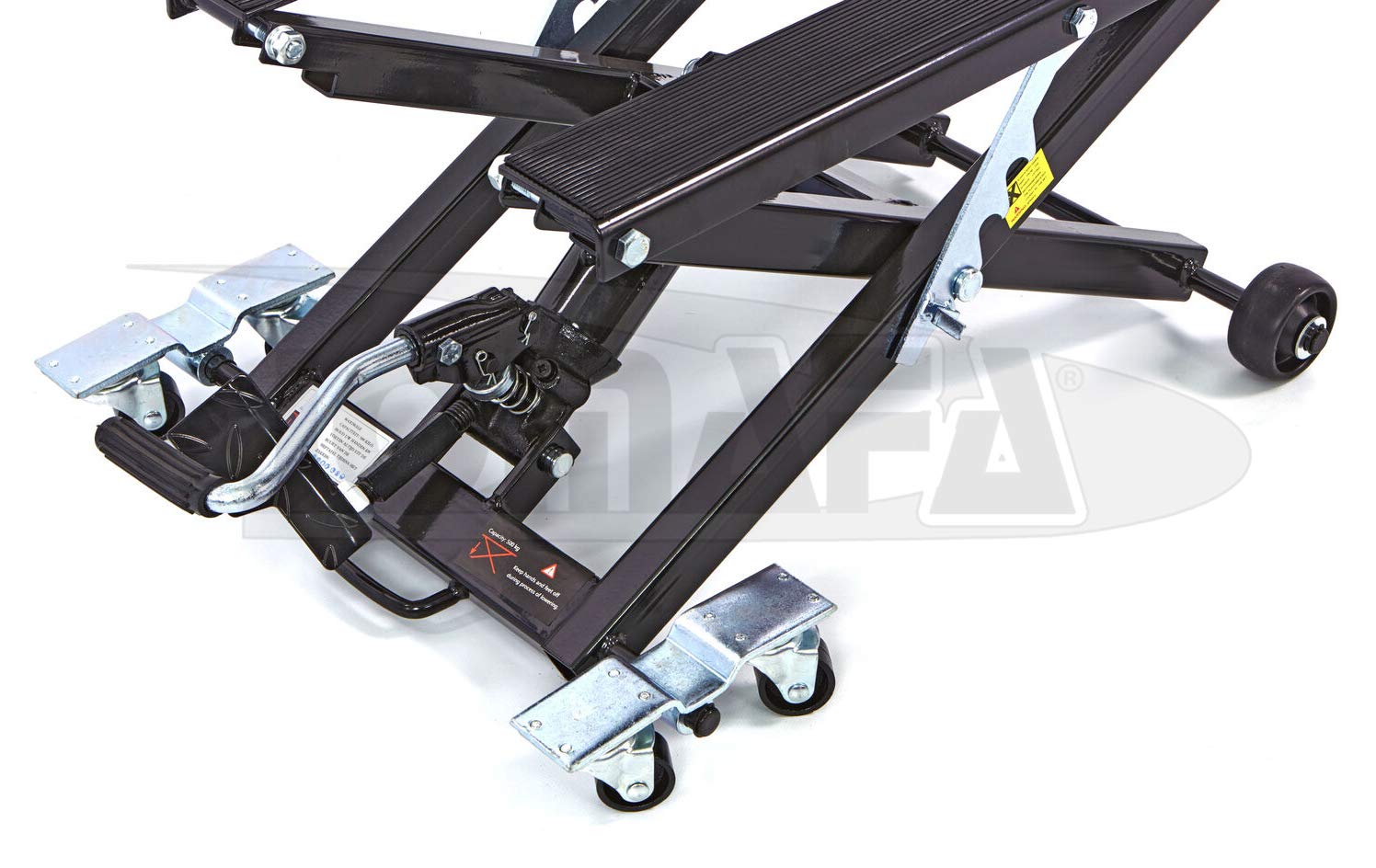 ELEVADOR Y PLATAFORMA DE MOTOS Y QUADS 500KG HIDRAULICO NEGRO