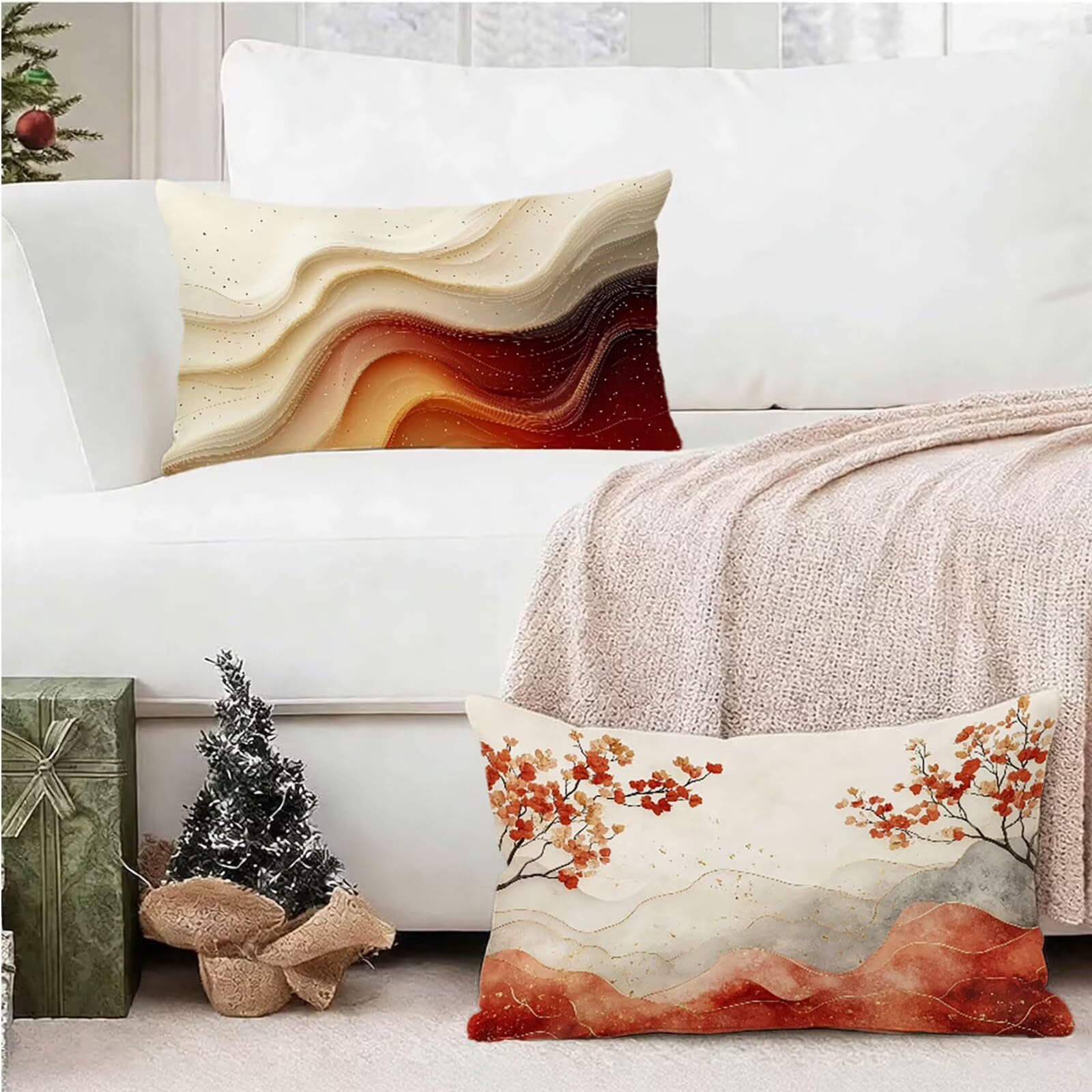 Federe Cuscino 60x80 Set di 2, Banda Federe Cuscini Divano Lino, Rettangolari Copricuscini 60x80cm Con Cerniera Invisibile, Copricuscino per Camera Letto Casa Decorazioni Regalo, Semplice kj-7020