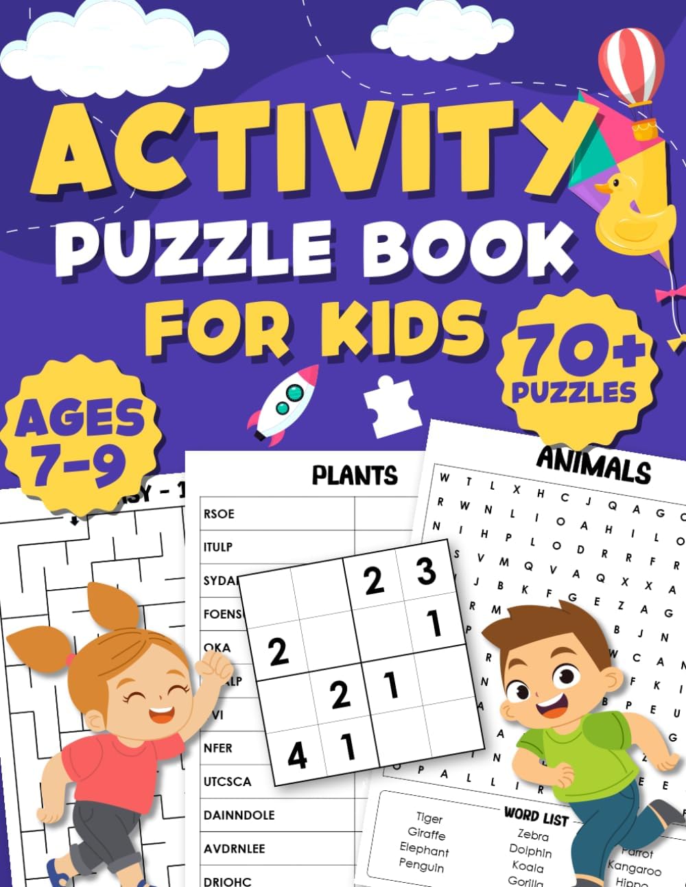 Activity Puzzle Book For Kids Ages 7 - 9 Years:: Ultimate Fun Activitiy Book For Kids Ages 7-9 Years With Mazes, Word Search, World Scramble, Sodokus and Solutions (Activity Book for Kids)