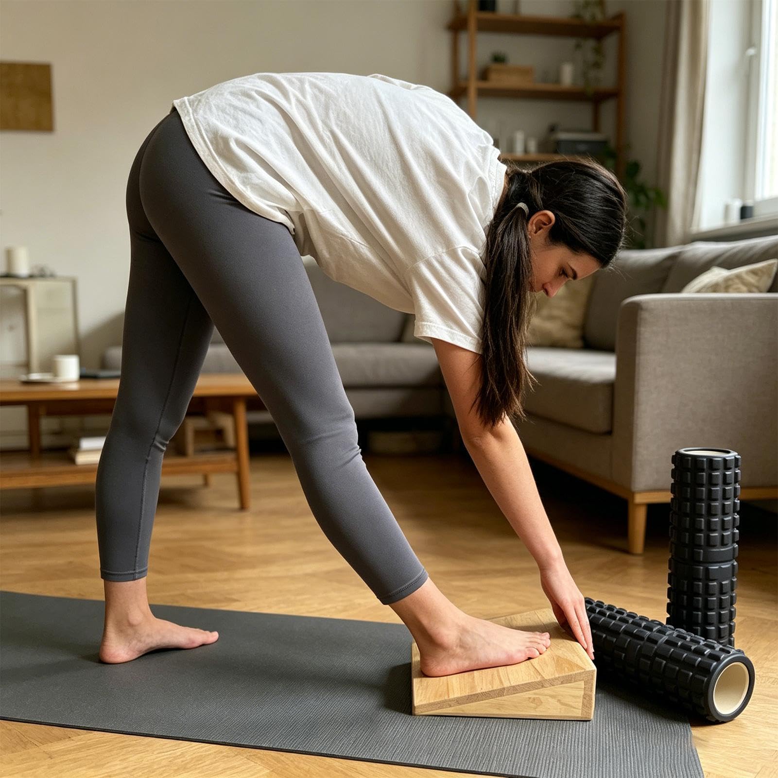 Deska Skośna Wielofunkcyjna, Drewniana, Przenośna | Deska Do Stretchingu Oraz Ćwiczeń Na Nogi, Kolana, Stopy, Równowagę, Ćwiczenia, Taniec, Fitness, Jogę Oraz