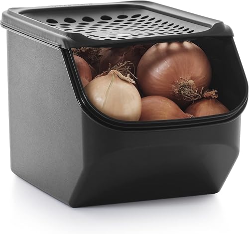 Tupperware Contenedor inteligente de cebolla y ajo de marca – Mantén el contenido firme y fresco – Almacena hasta 6 libras – Apto para lavavajillas