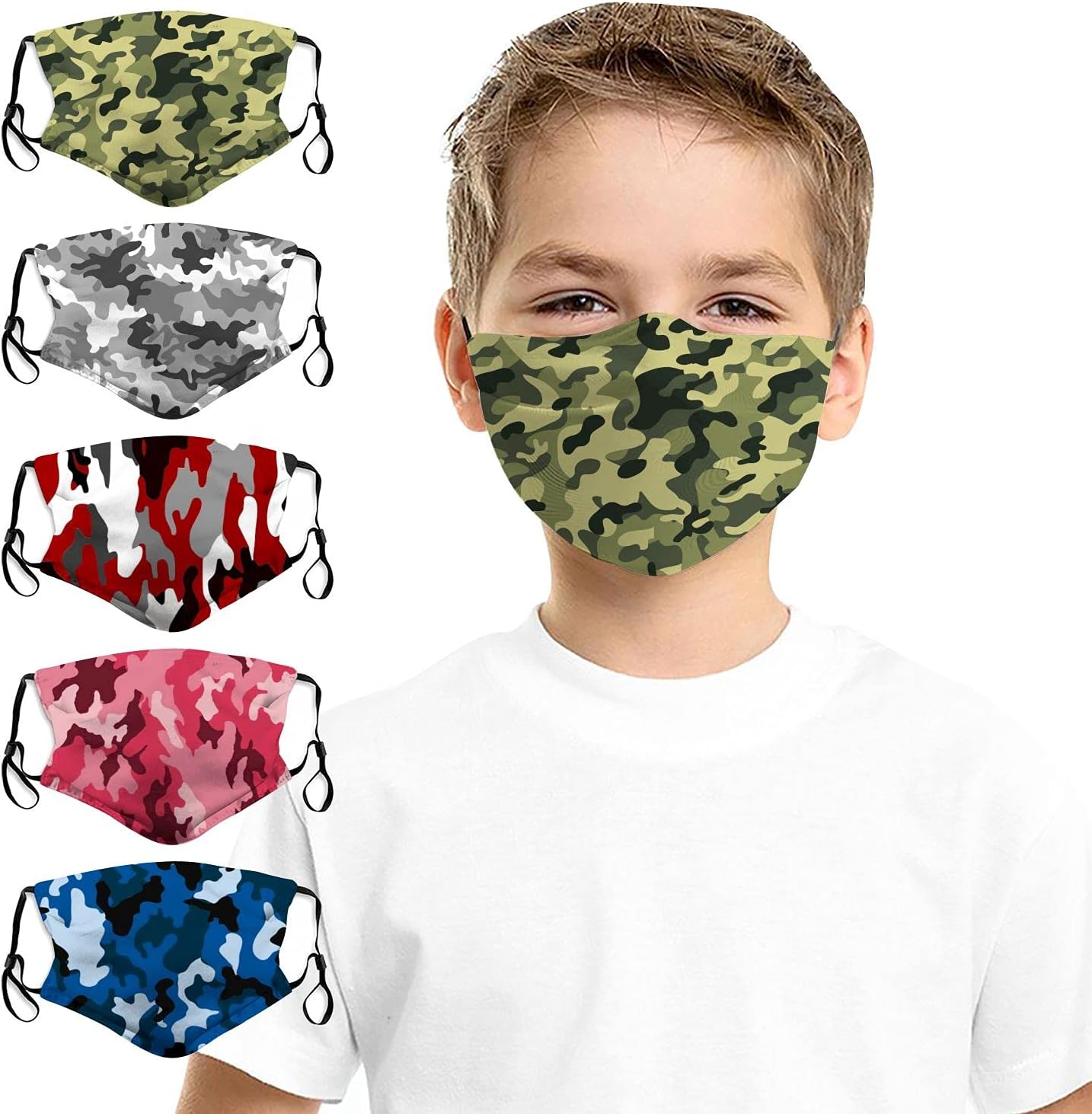 COJONLY 5Pcs Face Mask Adjustable Bandana Balaclava Washable Reusable for Boys Girls Mens Womens with 10 Filters : Clothing, Shoes & Jewelry