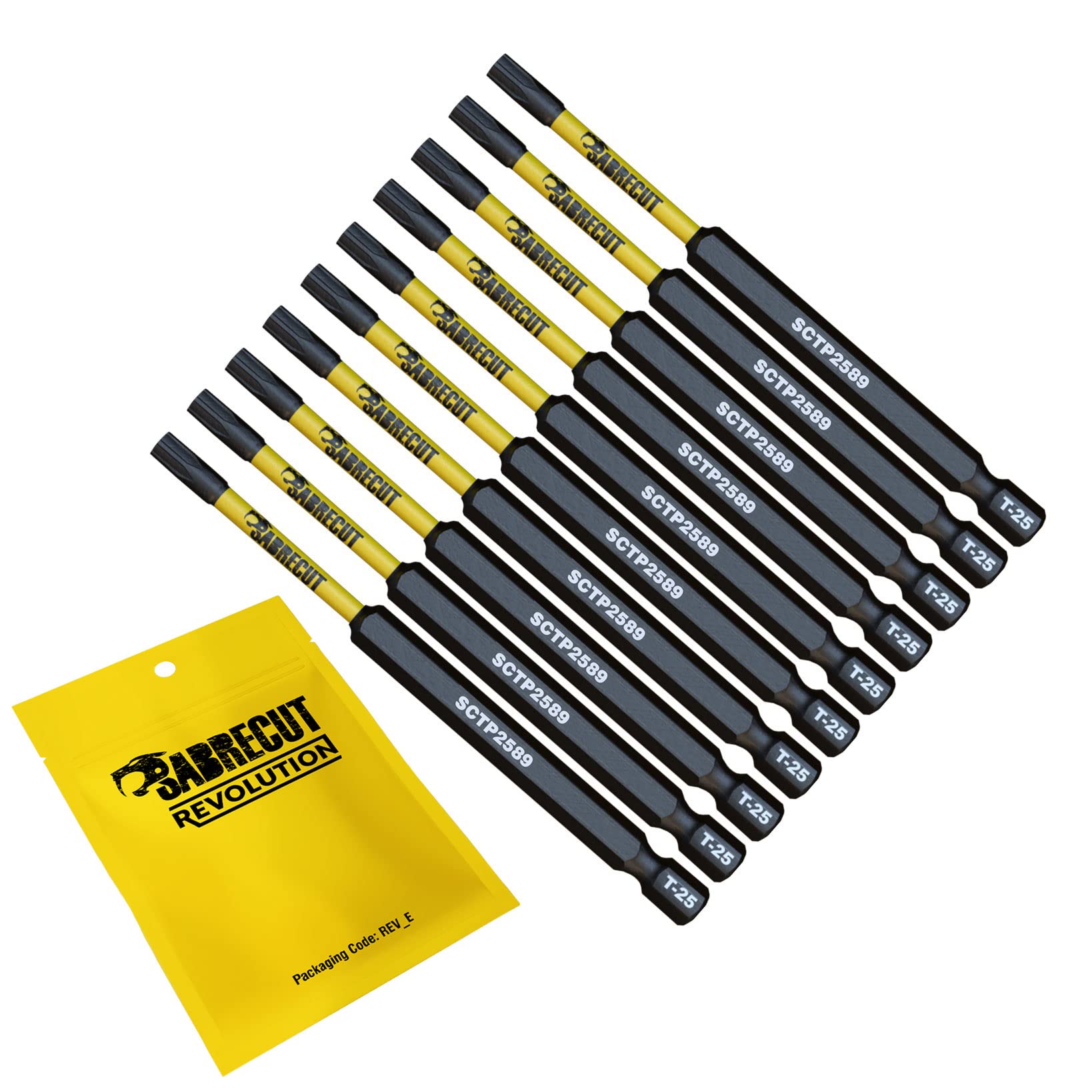 Sabrecut 10 X Sctp2589_10 89Mm T25 Tx25 Torx Tamper Proof Security Magnetic Impact Screwdriver Driver Bits Set Heavy Duty