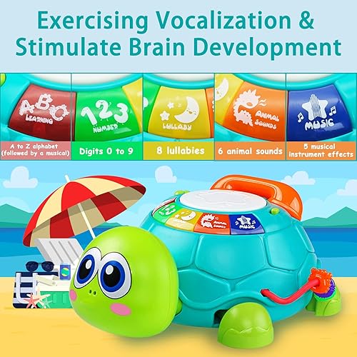 Miniatura 9 de Ussybaby Juguetes para bebés de 6 a 12 meses, juguetes musicales para bebés de 12 a 18 meses, juguete de tambor de mano para teléfono, juguetes para