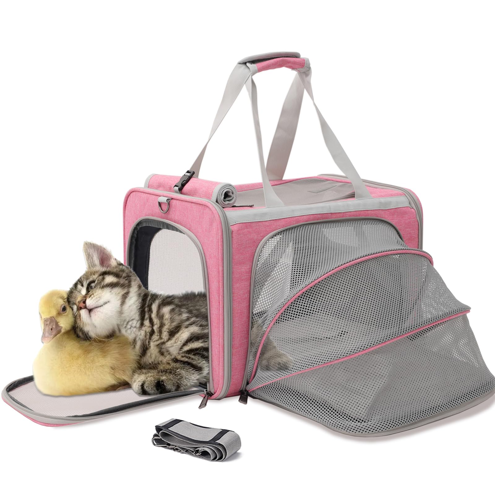 Soft Cat Carriers Pink Small Dog Carrier Airline Approved,Expandable Pet Carrier,Strudy,Ventilated,Soft Sided Pets Carriers Cage,Durable Small Animals Travel Bag Outdoor Carry Kennel