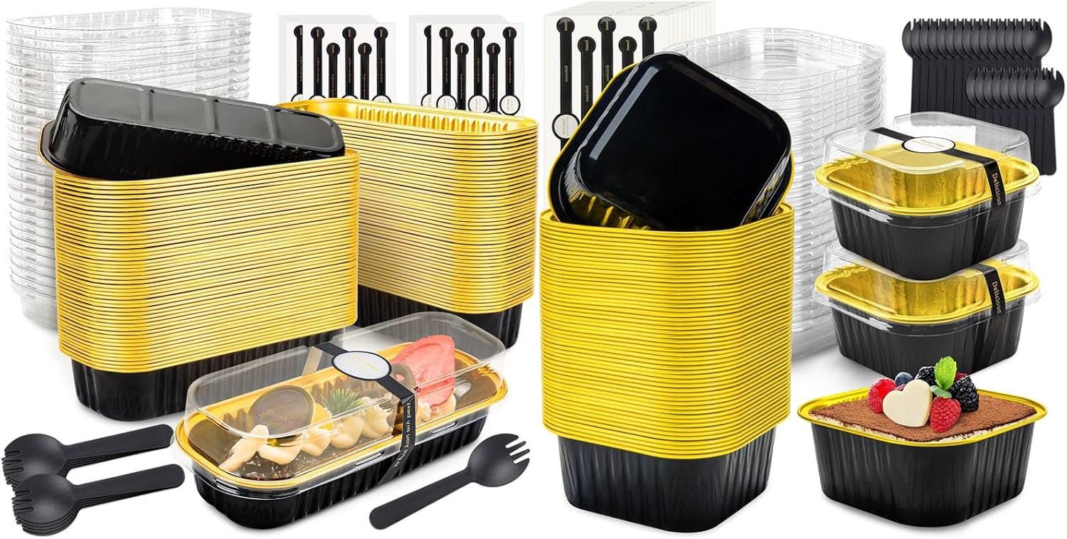 Bundle of 120 Pack Mini Loaf Pans and 60 Pack Mini Aluminum Pans for Pudding, Souffle, Party, Wedding