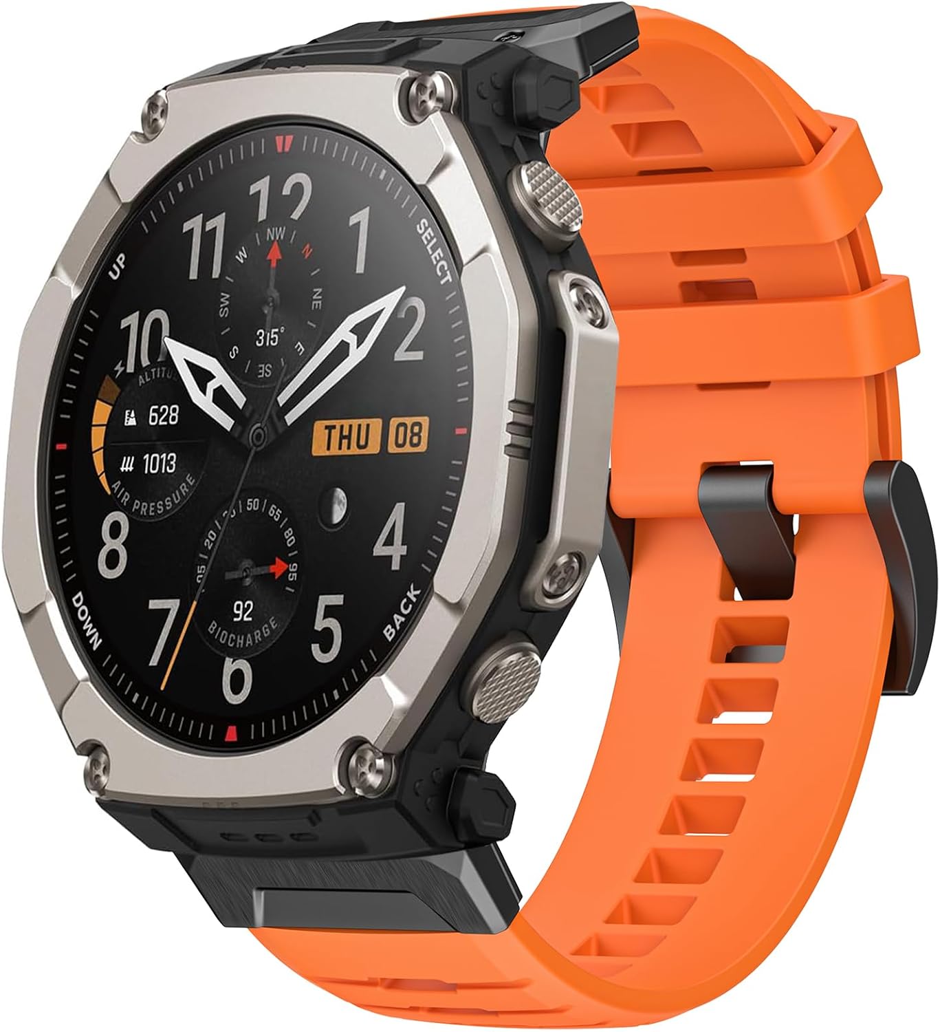 Soft Fluororubber Watch Band Compatible For Amazfit T-Rex Ultra 2, Quick Fit Watch Strap, Soft Waterproof Breathable Rubber Sport Wristband