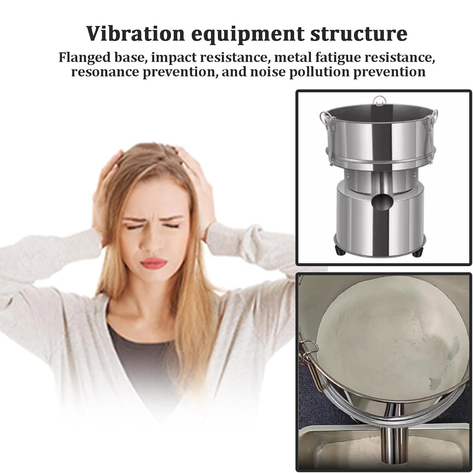 Tamiz eléctrico agitador, tamiz vibratorio de acero inoxidable de 50 W, malla 60, frecuencia de vibración 1350 n/min, altura de salida 150 mm para partículas de polvo líquido
