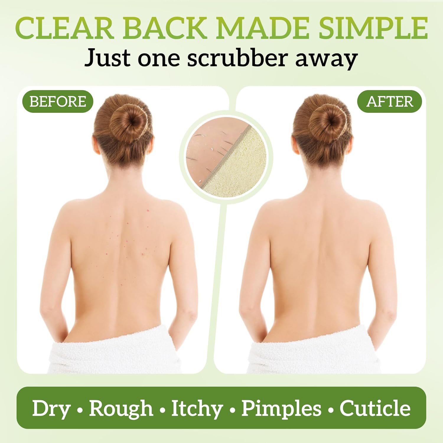 Natural Loofah Exfoliating Body Scrubber, Loofah Bath Sponge, Luffa for Women and Men, 100% Biodegradable Compostable, Dye Free, Zero Waste Eco Friendly Sustainable (Back Scrubber Pack 4)