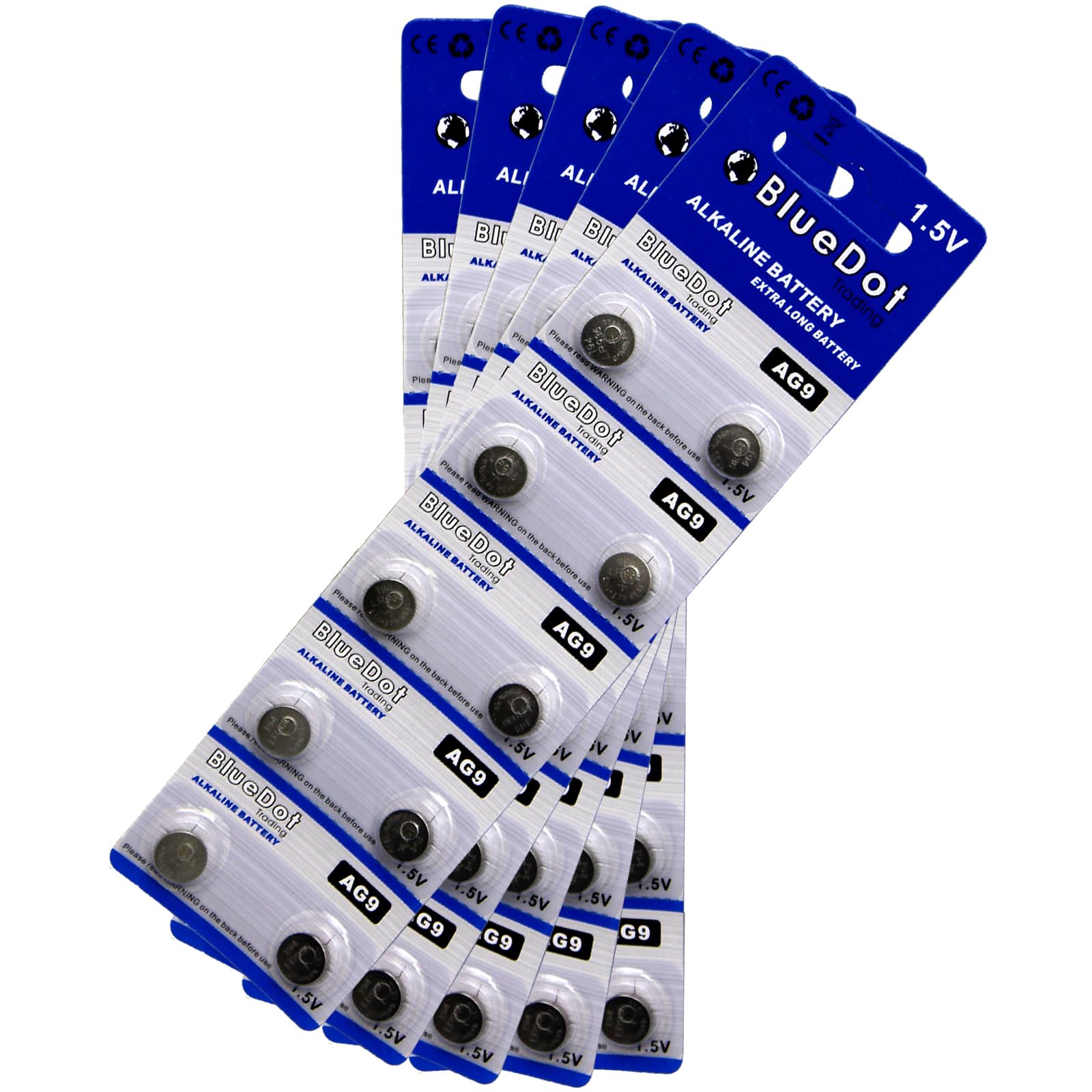 BlueDot Trading Batterie alcaline a bottone AG9, SR45, SG9, LR45, ideali per apparecchi acustici, orologi, calcolatrici, termometri e altro ancora, quantità 20 pezzi