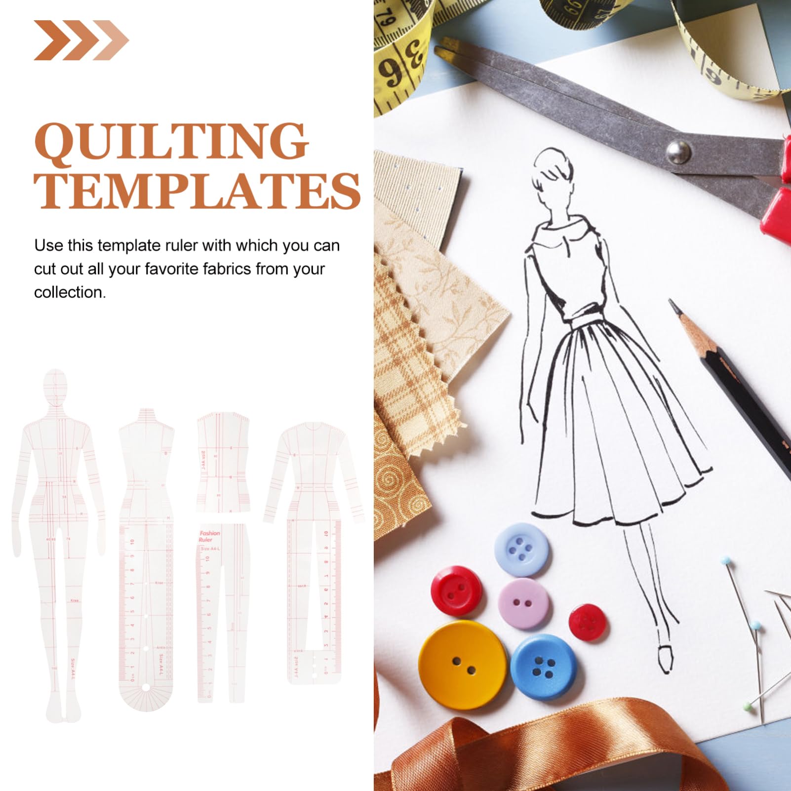 jojofuny 4 Sätze Patchwork -lineal Set Und Vorlage Nählineale Für Stoff Decke Quilten Nähen Acryl-quilterlineal Lineale Zur Herstellung Von Kleidung Quilthilfe 5 Stück * 4