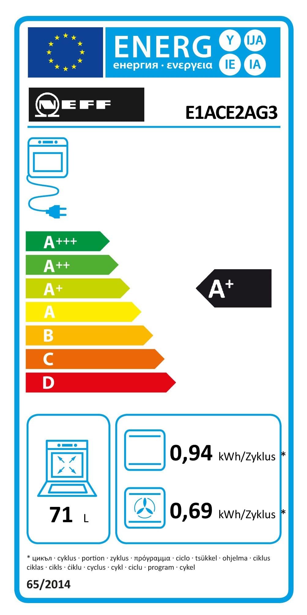 NEFF E1ACE2AG3, N50, Einbau-Herd, Made in Germany, LCD-Display, 3D Heißluft, CircoTherm, Soft Close und Soft Opening, Easy Clean, Kindersicherung, Schnellaufheizung, 60 x 60 cm, Graphite-Grey