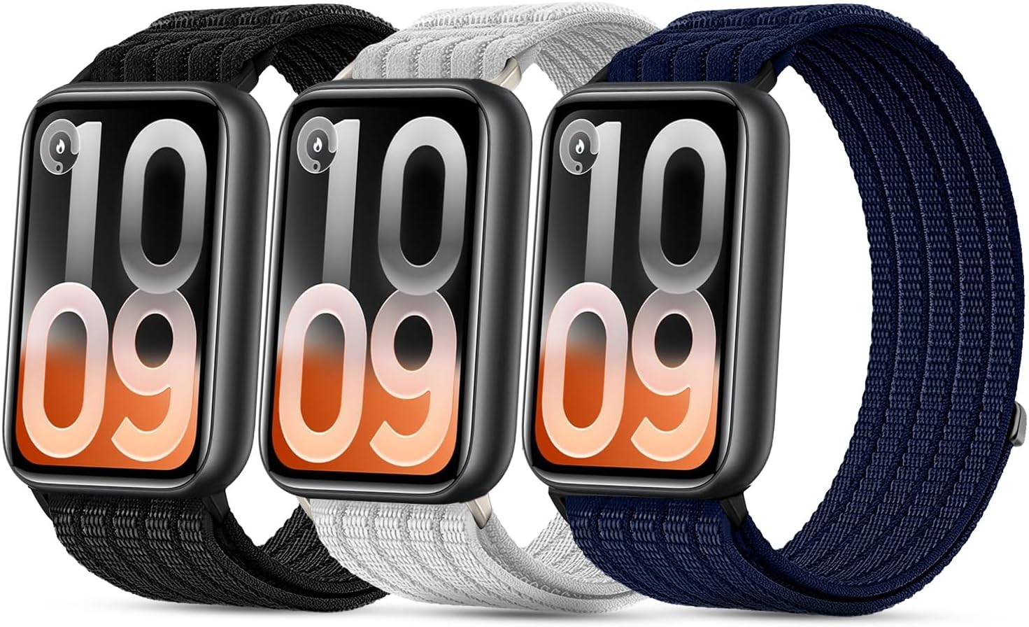3 Pieces Nylon Strap Compatible with Xiaomi Smart Band 10 Pro/9 Pro/8 Pro, Sporty Soft and Breathable Adjustable for Xiaomi Redmi Watch 6/5/4 Men Women