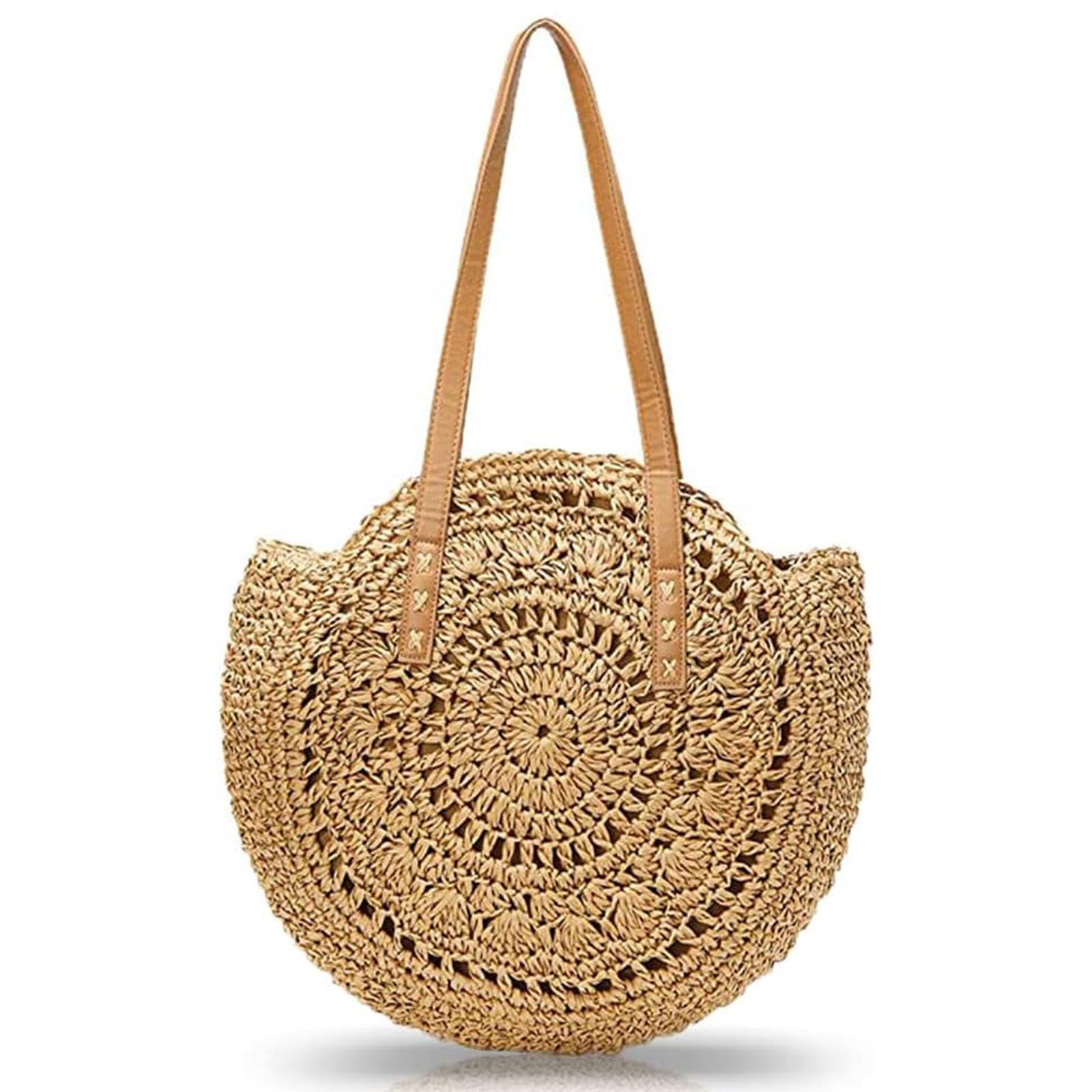 Panier De Plage Paille Sac Bandoulière Rétro Rond Sac À Bandoulière Rotin De Paille Pour À Main Femme Ete Paille De Plage Paille Pour les voyages, les vacances, les loisirs