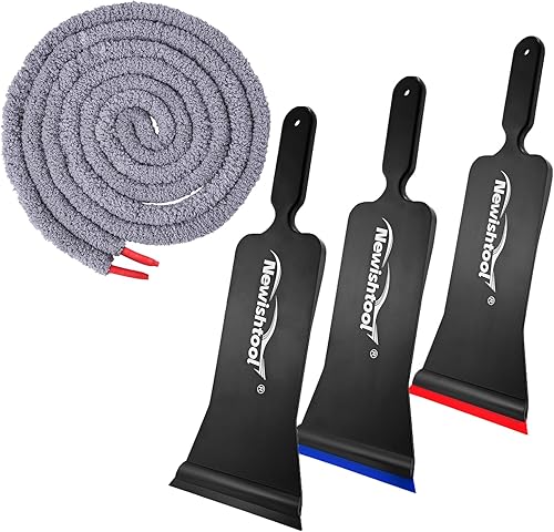 NEWISHTOOL Herramientas de tinte de ventana niveladora con kit de tinte de cuerda de remojo para lavado y teñido de parabrisas, escobilla de goma de