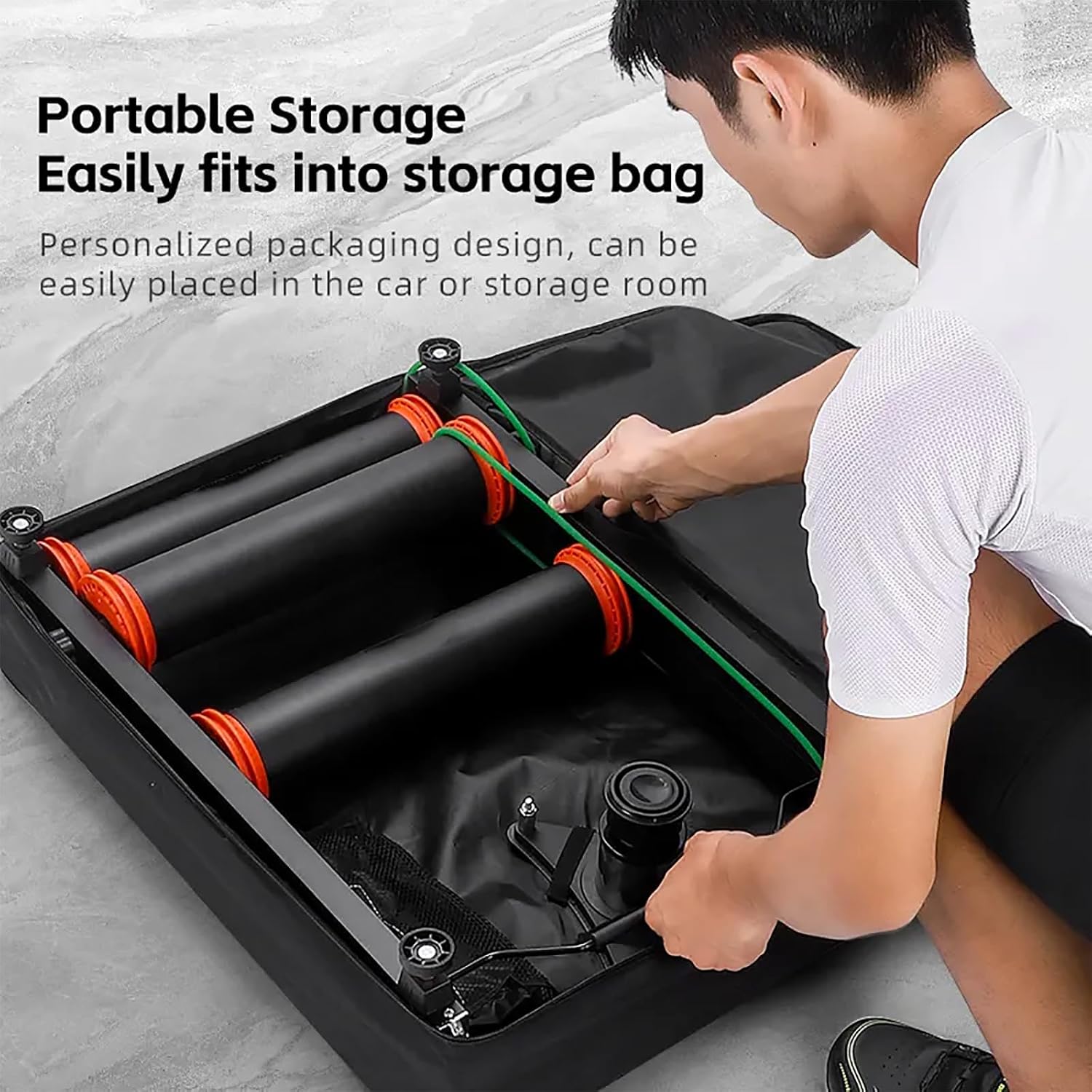 Adjustable Bike Rollers, Foldable Bicycle Training Stand with Storage Bag, 14 Level Resistance and Adjustable Roller, Load-Bearing Capacity High and Easy to Disassemble, for 16” to 27.5” Bikes