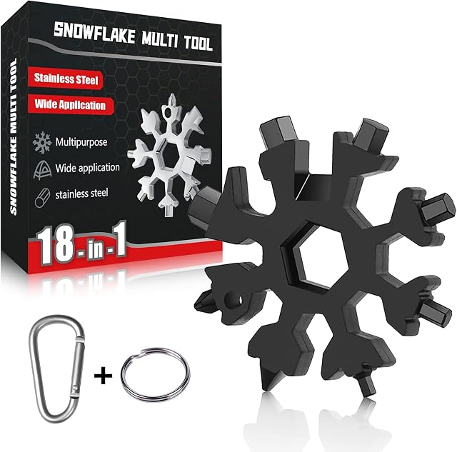 Snowflake Multi Tool 18 in 1,Cool Gadgets for Men Gifts,18-in-1 Stainless Steel Snowflakes Multi-Tool,Pocket Survival Gear for Outdoor Travel, Camping,Adventure,Biking,ChristmasGifts for Men