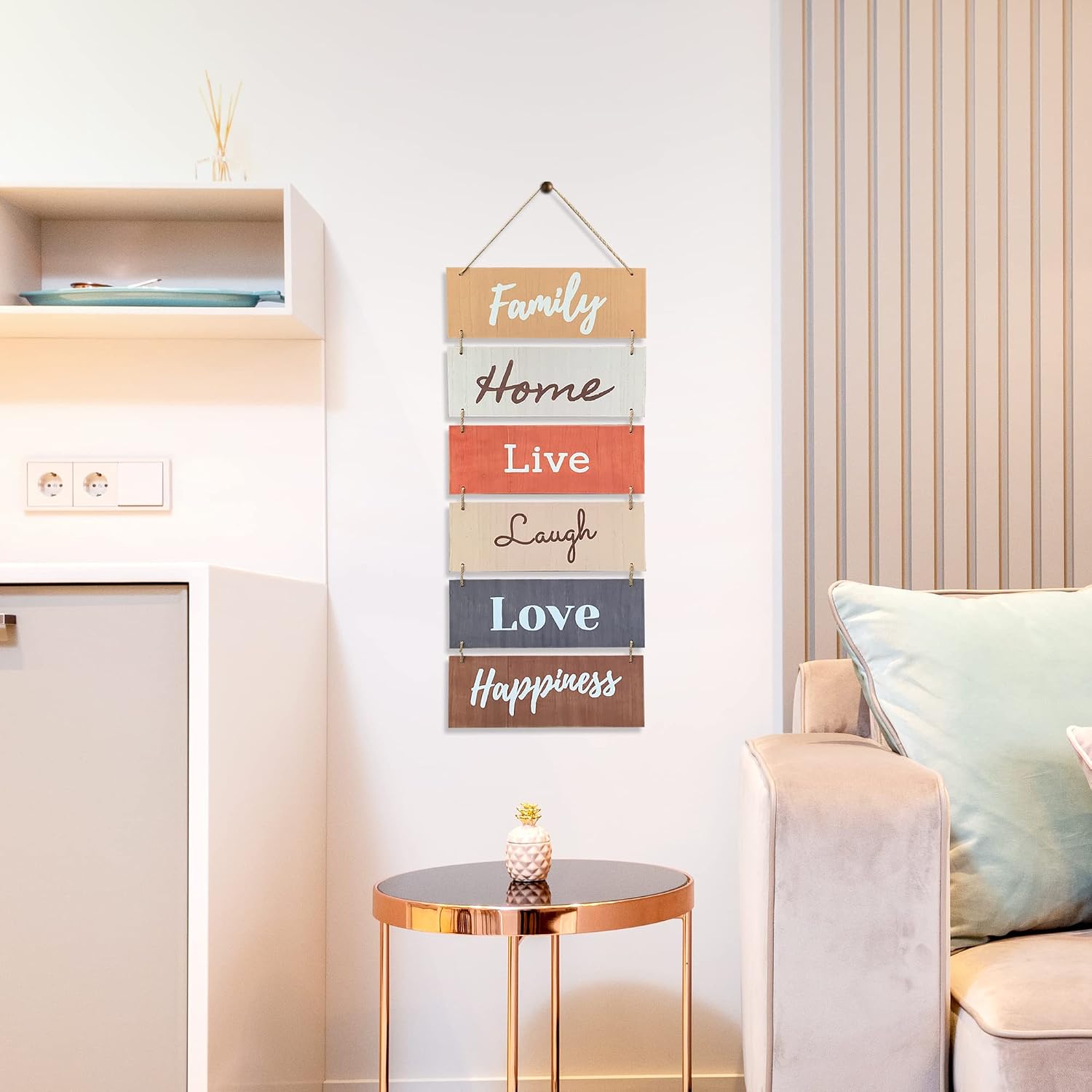 Hanging Wall Décor Sign - Welcome Vertical Wall Art Decorations, Rustic Home Accessories for Living Room, Bedroom, Family, Dining, and Kitchen, Outdoor Signs for House, Live, Laugh, Love Plaques image 4